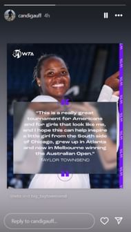 Taylor Townsend receives support from Coco Gauff's mother; Instagram - @candigauff